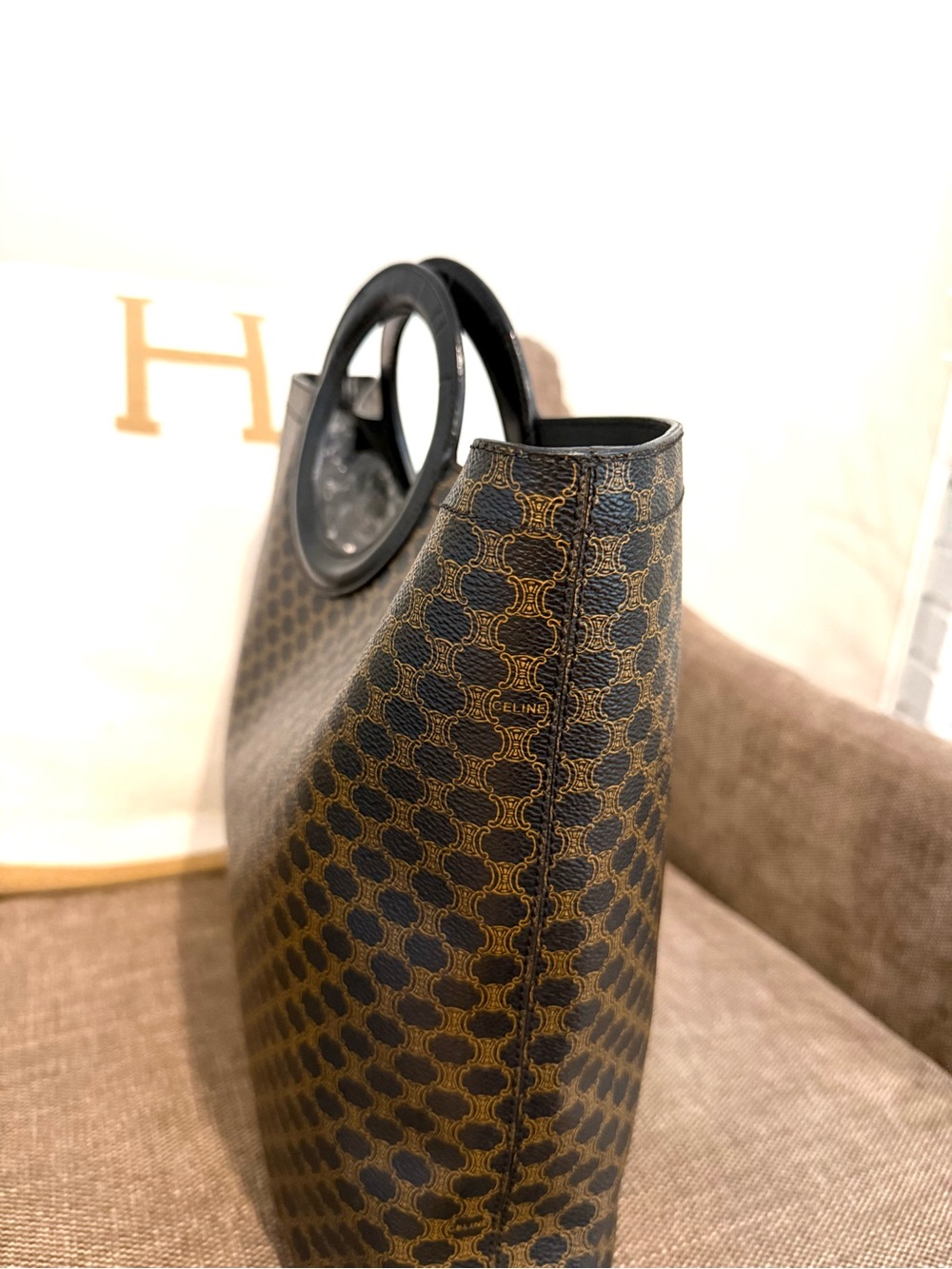 Authentic Celine Macadam monogram coated canvas tote bag black leather - Picture 12 of 16